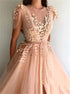 Blush Pink Tulle Prom Dresses with Slit LBQ1128
